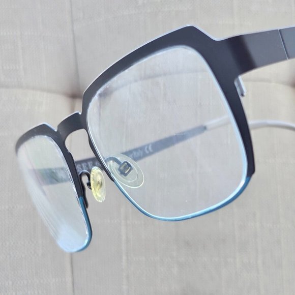 SEE Women Glasses Frame Gray/Blue Tone Metal Eyeglasses Frame Made in Italy
